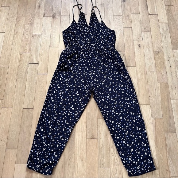 Fat Face Jumpsuit Size 16 Navy Floral Pattern Pockets Strappy L29 Summer Holiday - Picture 7 of 10